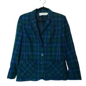 Vtg Pendleton Virgin Wool Tartan Plaid Schoolboy Prep Blazer 8 Academia Blue